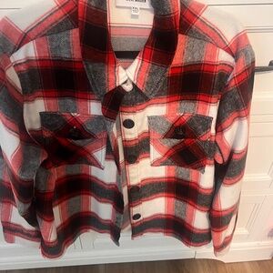 BB Dakota Stave Madden Boxy flannel Shacket red plaid XXl